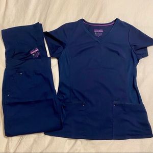 Navy Healing Hands Scrub Set- Medium